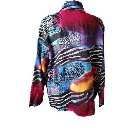 Caroline Rose XL Jacket, Abstract Animal Print, Art to Wear Lagenlook 100% Linen - Picture 2 of 4
